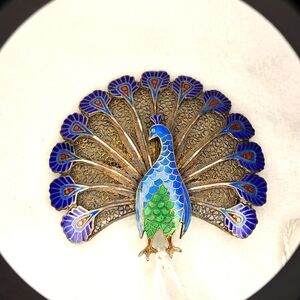 Vintage Topazio Peacock brooch